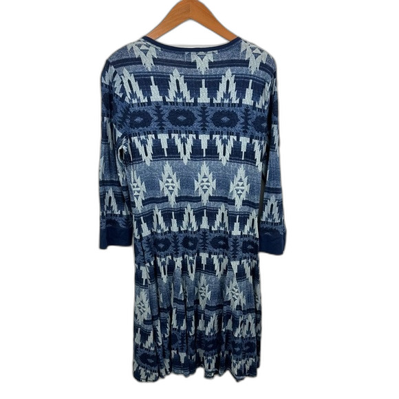 Lauren Ralph Lauren Blue Aztec Skater Dress Size Large - Picture 2 of 11